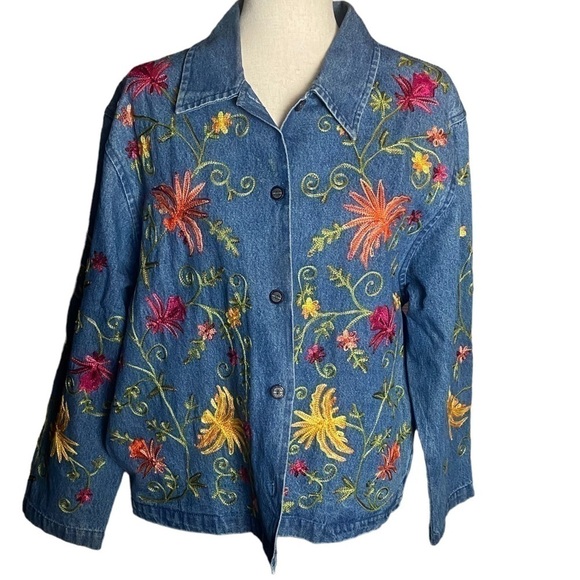 Vintage Tantrum’s denim embroidered jacket size M - Picture 1 of 6